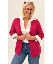 Gilet Fluffy Oversize Framboise - Solene