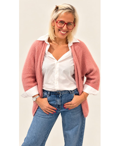 Gilet Fluffy Oversize Rose - Solene