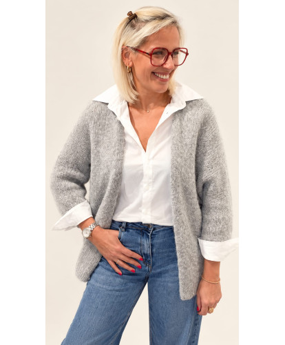 Gilet Fluffy Oversize Gris...