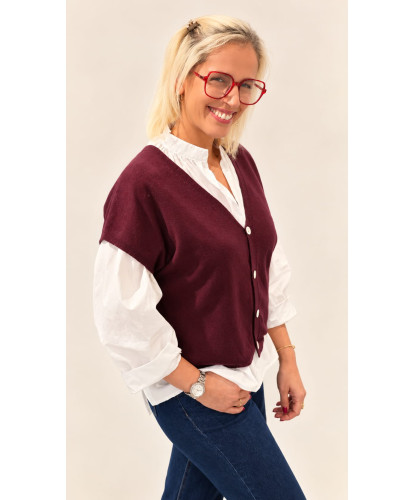 Gilet Sans Manches Prune -...