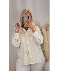Chemise Oversize Beige Coeur Brodé - Charlie